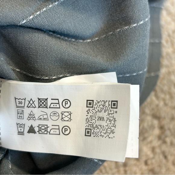 Zara charcoal gray pinstripe bustier corset top strapless raw unfinished hem L - Picture 15 of 16